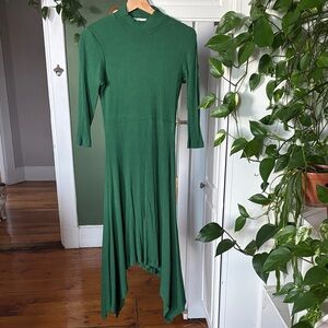Anthropologie Asymmetrical Green Dress